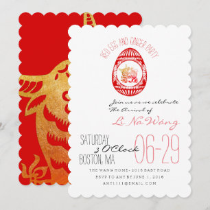 OX jaar rode eieren en gember Party Baby nodigt ui Kaart