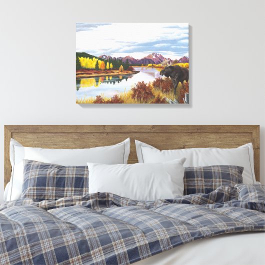 Oxbow Bend Grand Teton's Canvas Afdruk (Insitu (Slaapkamer))