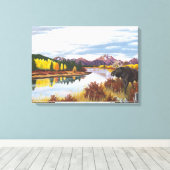 Oxbow Bend Grand Teton's Canvas Afdruk (Insitu (Houten vloer))
