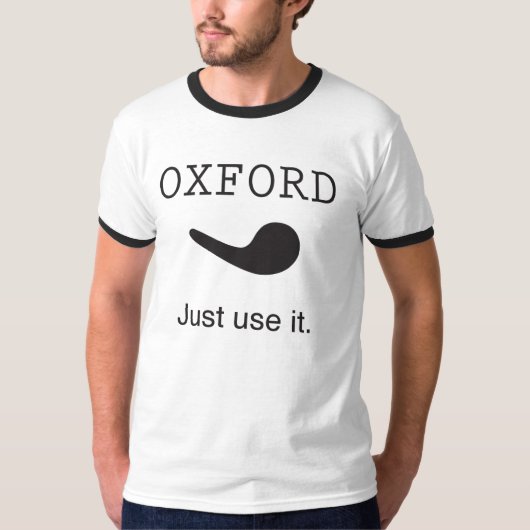 Oxford Comma. Gebruik het gewoon. Ringer Shirt (Voorkant)