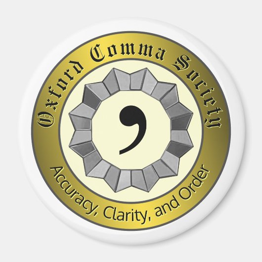 Oxford Comma Society Magneet (Voorkant)