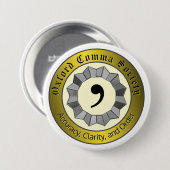 Oxford Comma Society Ronde Button 7,6 Cm (Voorkant /achterkant)