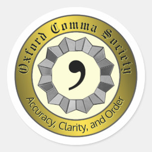 Oxford Comma Society Ronde Sticker