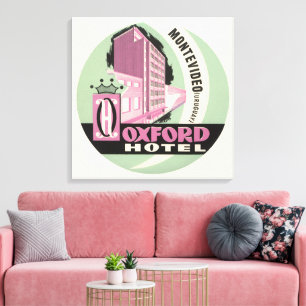 Oxford Hotel, Montevideo, Uruguay, Oude Reisposter Canvas Afdruk