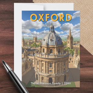 Oxford Skyline Radcliffe Camera Retro gepersonalis Briefkaart
