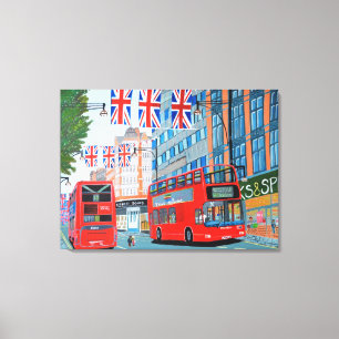 Oxford Street- Queen's Diamond Jubilee canvas kuns Afdruk