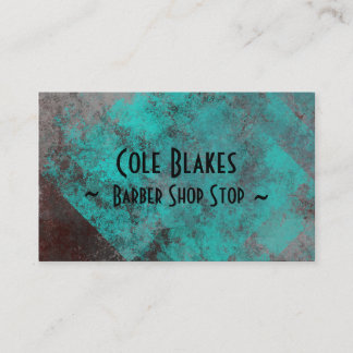 Oxidized Turquoise op Metal Barber Shop Card Visitekaartje