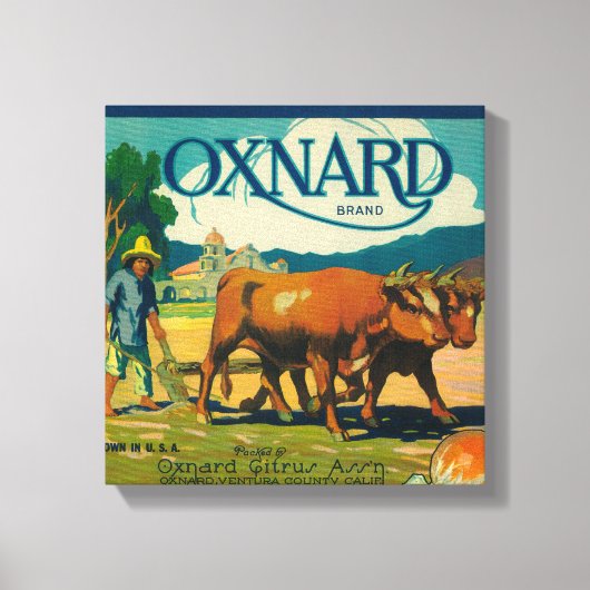 Oxnard Oranje LabelOxnard, CA Canvas Afdruk (Voorkant)