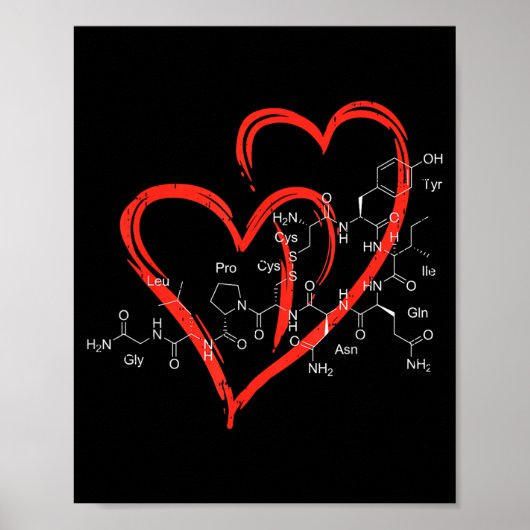 Oxytocin Molecules Heart Love Valentines Day Scien Poster (Voorkant)