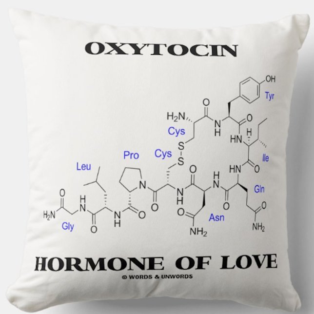 oxytocine hormoon of Love (chemisch molecuul) Kussen (Throw pillow for any biochemist featuring chemical structure of oxytocin)