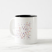 Oxytocine molecule, moleculen van liefde tweekleurige koffiemok (Voorkant links)