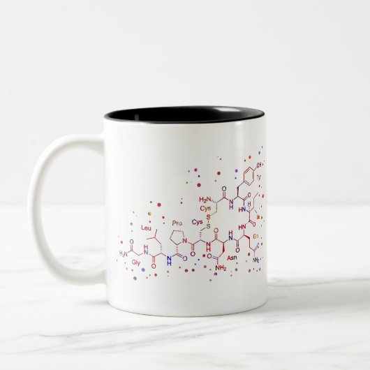 Oxytocine molecule, moleculen van liefde tweekleurige koffiemok (Links)