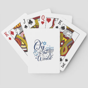 Oy aan de wereld Chanoeka Joodse Grappig Pokerkaarten
