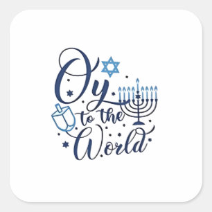 Oy aan de wereld Chanoeka Joodse Grappig Vierkante Sticker