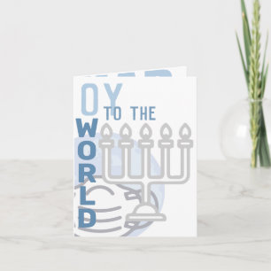 Oy aan de wereld Grappig Chanoeka Menorah gevouwen Feestdagen Kaart