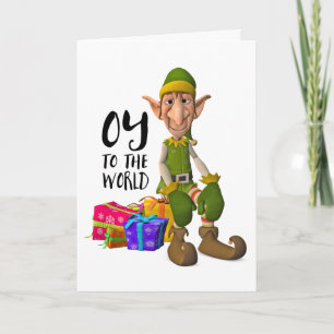 Oy aan Kerstmis van het Elf van de Wereld Grappige Feestdagen Kaart