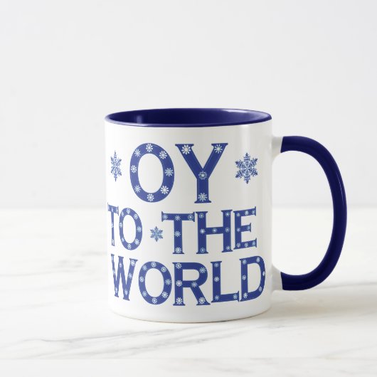 OY au monde Mug de vacances bleu et blanc (Droite)