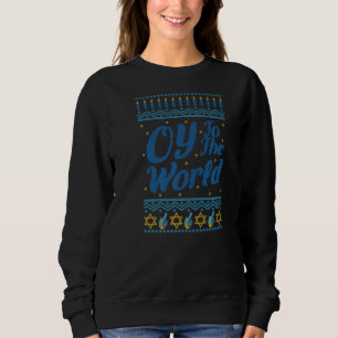 Oy! Naar de wereld Ugly Hanukkah Sweater Retro Heb