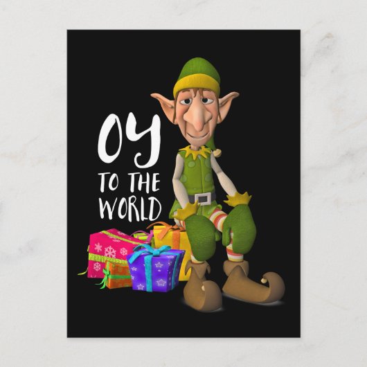 Oy to the World Grappige Elf Kerst Feestdagenkaart (Voorkant)