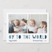 Oy to World | 2 Foto Hanukkah Feestdagenkaart (Voorkant)