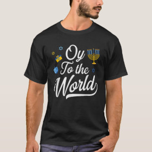 Oy to world Jewish Hanukkah Menorah Ugly Style T-shirt