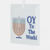 Oy to world Menorah Glas Ornament (Voorkant links)