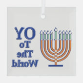 Oy to world Menorah Glas Ornament (Achterkant)