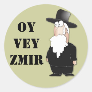 Oy Vey Funny Jewish rabbi - koele cartoon Ronde Sticker