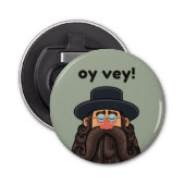 OY VEY! Funny RABBI Peronalized Button Flesopener (Voorkant)