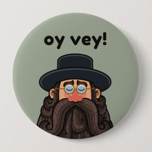 OY VEY! Funny RABBI Peronalized Ronde Button 4,0 Cm