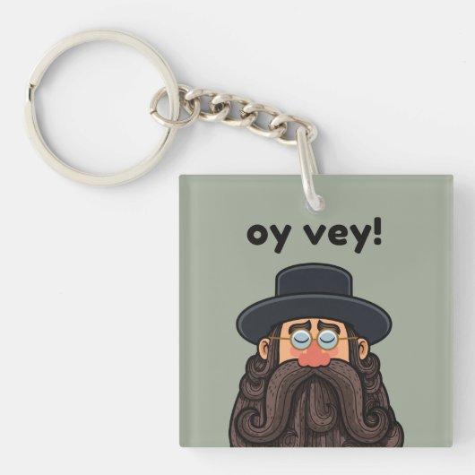 OY VEY! Funny RABBI Peronalized Sleutelhanger (voorkant)