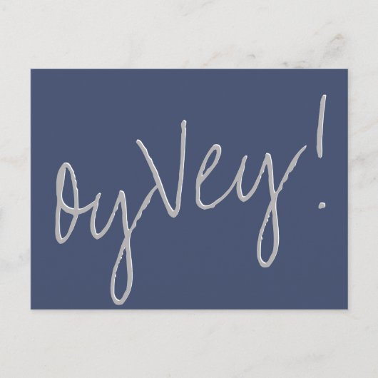 Oy Vey Script | Navy Blue en Grey Postponement Briefkaart (Voorkant)