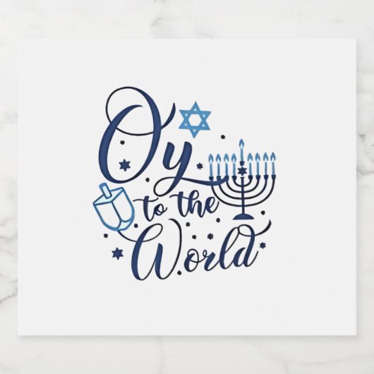 Oy voor de wereld Hanukka Joods grappig Sparkling Wijnetiket (Enkel label)