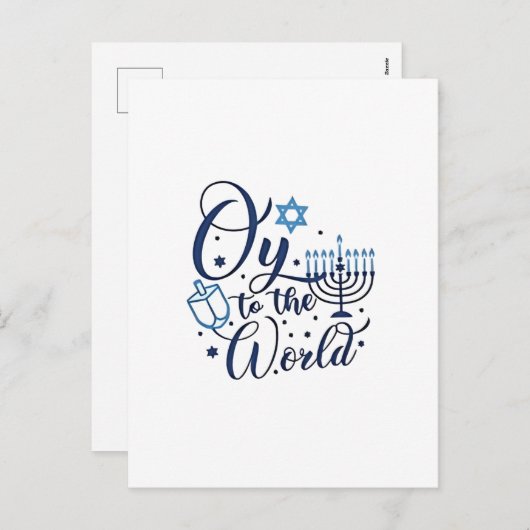 Oy voor de wereld Hanukkah Joods grappig Feestdagenkaart (Voorkant / Achterkant)