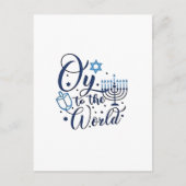 Oy voor de wereld Hanukkah Joods grappig Feestdagenkaart (Voorkant)