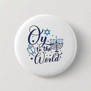 Oy voor de wereld Hanukkah Joods grappig  Ronde Button 5,7 Cm