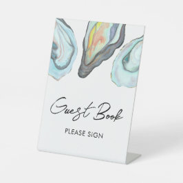 Oyster Bar Coastal Guest Book Tabletop Reclamebord Met Voetstuk