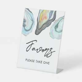 Oyster Bar Coastal Wedding Favors Table Reclamebord Met Voetstuk