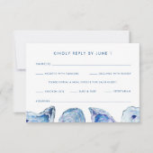 Oyster bruiloft maaltijd opties blauw Waterverf RSVP Kaartje (Voorkant)