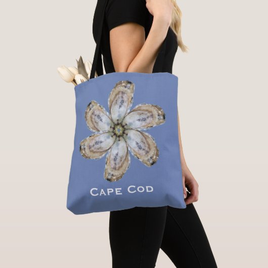 Oyster-Canvas tas - Ontwerp A op blauw (Dichtbij)