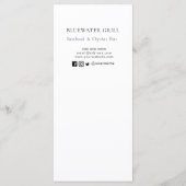 Oyster | Carte menu du restaurant de fruits de mer (Dos)