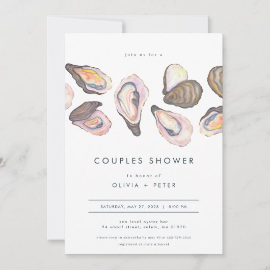 Oyster Couples douche Invitation Plage Turquoise (Devant)