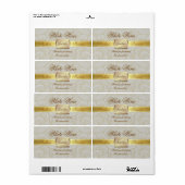 Oyster Damask Gold Monogramme Mariage Étiquette de (Feuille entière)