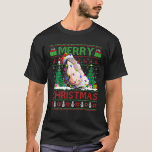 Oyster Fish Lover Xmas Lighting Santa Ugly Oyster T-shirt