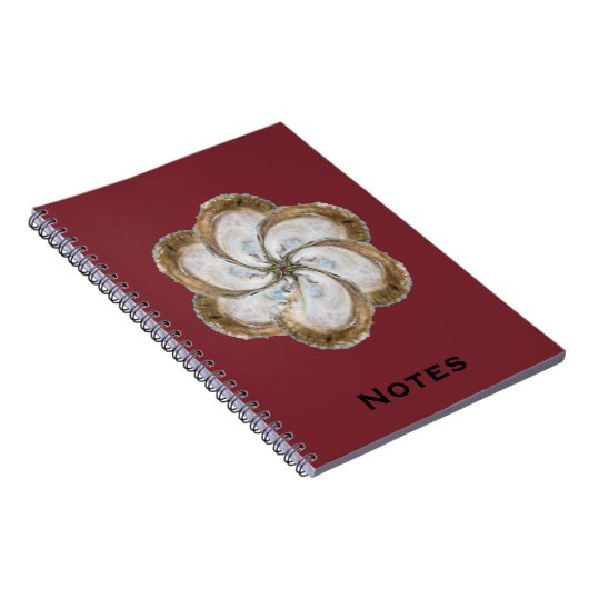 Oyster Flower notebook - Design C Maroon Notitieboek (Rechterzijde)