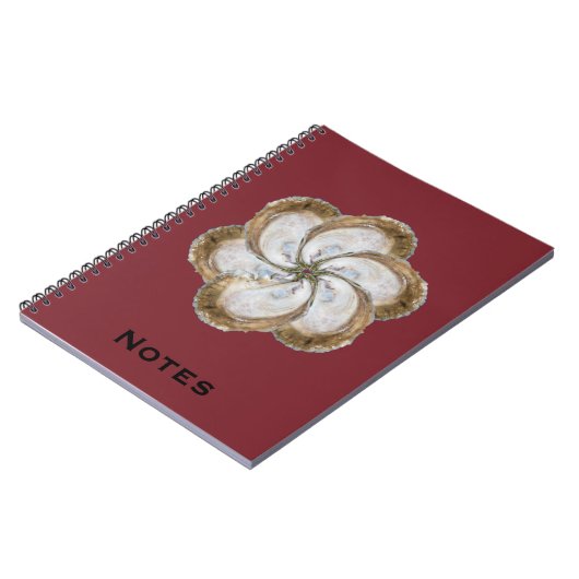 Oyster Flower notebook - Design C Maroon Notitieboek (Linkerzijde)