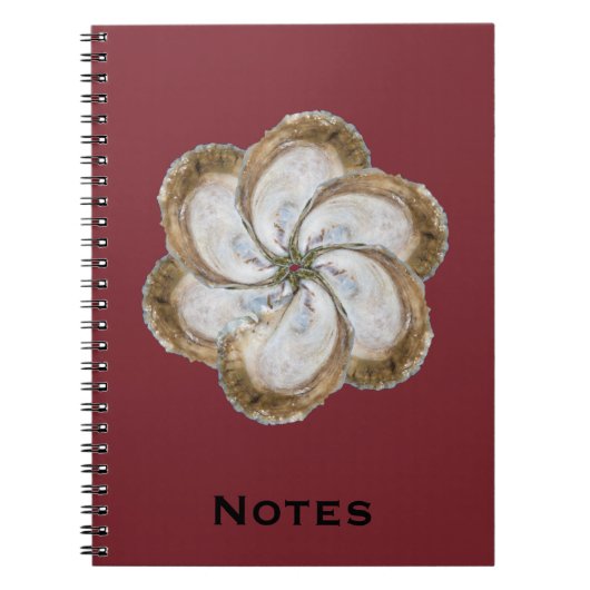 Oyster Flower notebook - Design C Maroon Notitieboek (Voorkant)