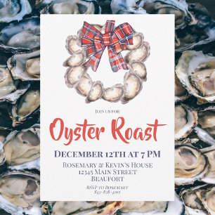 Oyster Krans met Plaid Ribbon Oyster Roast Kaart
