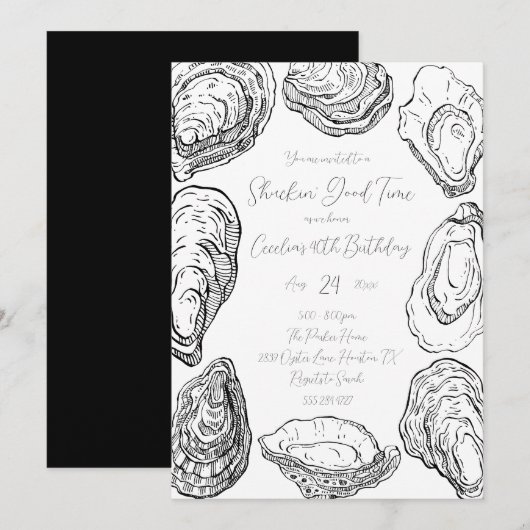 Oyster Party-uitnodiging Kaart (Voorkant / Achterkant)