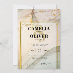 Oyster Pearl Gold WEDDING Alcohol Inkt Abstract Kaart